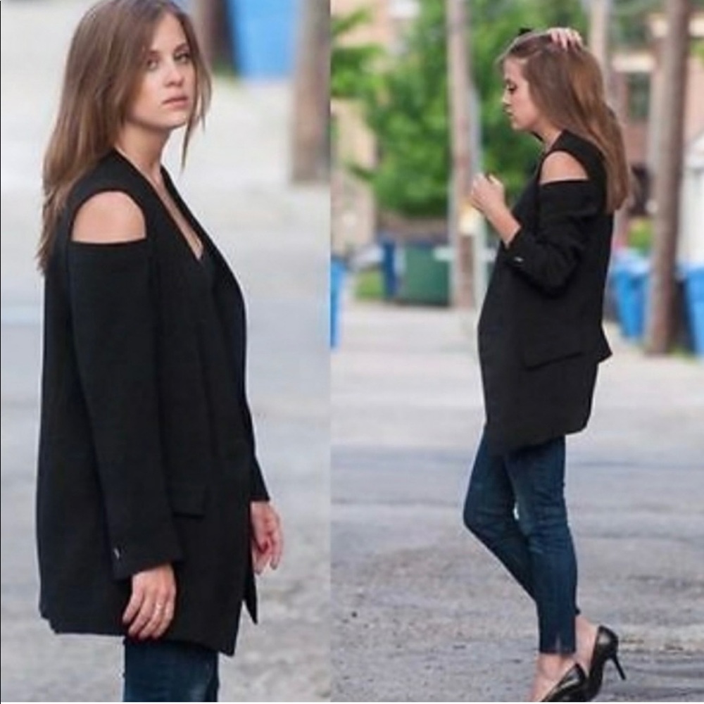 Zara Basic Collection Tuxedo Style Cold Shoulder … - image 3